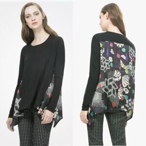 Desigual by Lacroix Sadie blouse boho art to wear Lagenlook Modal tunic top Sz M